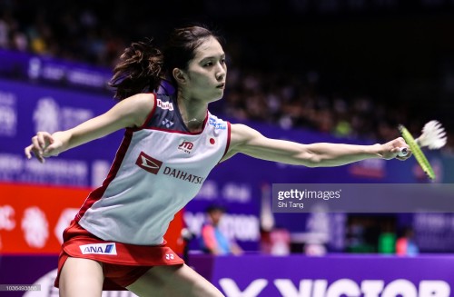 CHANGZHOU, CHINA - SEPTEMBER 20:  Aya Ohori of Japan competes in the Women's Singles second round ma